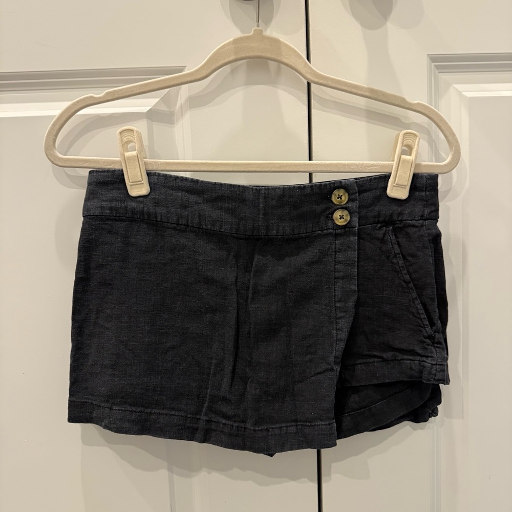 Free People Black Linen Panel Skort